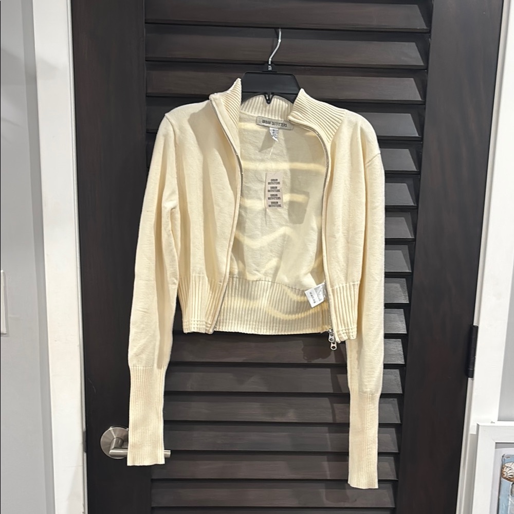 Urban Outfitters Off-White Zip-Up Sweater
